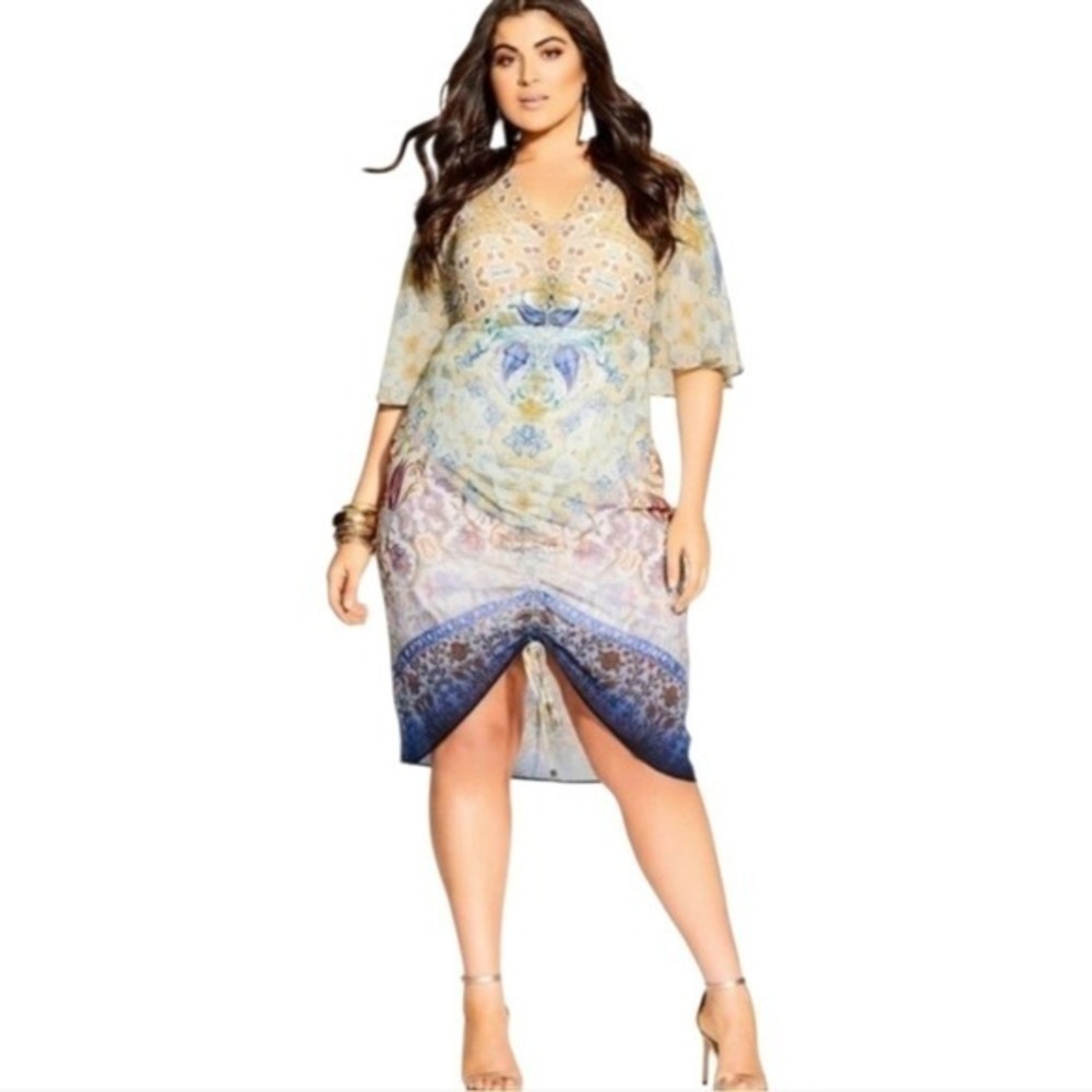 City Chic Mirrored Zambia Multicolor Women's Convertible Dress Plus Size 16 New‎ - Picture 2 of 8